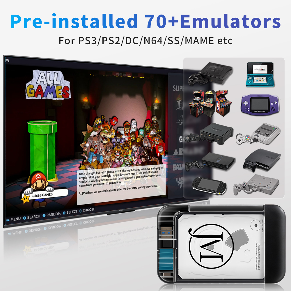 RETROBAT Portable 500G Gaming  - đánh giá và giá Retro Gaming Hdd