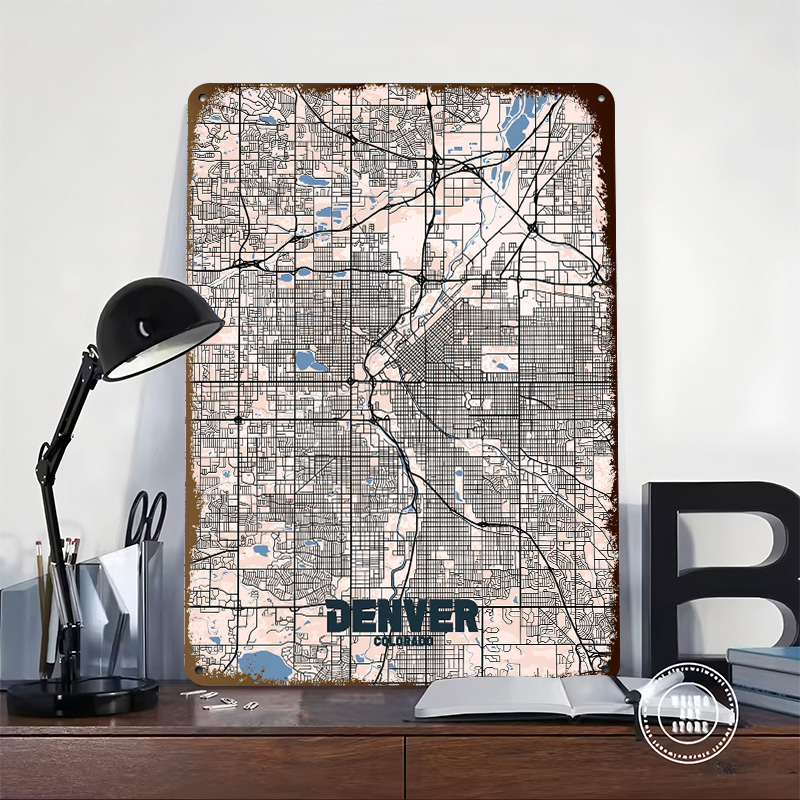 Denver City Map Tinplate Poste - đánh giá và giá Retro Gaming Denver